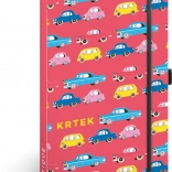 Linajkový zápisník s pevnými doskami 13 × 21 cm s gumičkou a pútkom