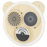 Drevená nástenná doska s rotujúcimi bodmi