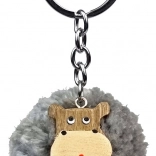 Drevená kľúčenka pompon Hroch