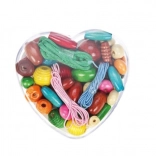 Lena drevené perly v dóze srdiečko