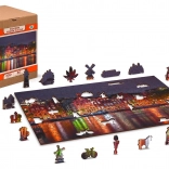 Drevené puzzle Nočný Amsterdam s unikátnymi dielikmi