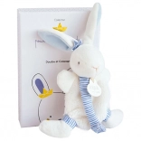 Darčeková sada s králičkom a úchytom na cumlík modrý 15 cm