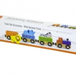 drevený vlak so zvieratami zo zoo VIGA