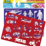 Kresliace šablóny s motívom dopravné prostriedky a ľudia