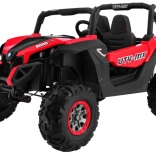 Detské elektrické buggy 4x4 so sedadlom z eko kože, LED svetlami a MP3 – červené