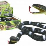 Umelý gumový had čierny s bielymi pruhmi