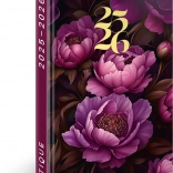 Diár NOTIQUE 18-mesačný Petito – Fialové kvety 2025/2026, 11 x 17 cm