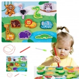 Drevená magnetická skladačka zvieratká s povrázkom