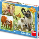 detské puzzle rodinka zvieratiek 3×55 dielikov