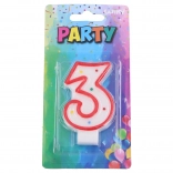 Párty sviečka číslo 3 červená