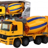 Oranžová miešačka na betón Rotujúci bubon Zvukové svetlá Stavebné vozidlo