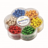 Detoa drevené koráliky v kytičke – farebná kreatívna sada na navliekanie