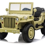 Elektrické vojenské auto Jeep Willys pre 3 deti s diaľkovým ovládaním 12V – Svetlo zelená