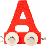 Small Foot drevený vagónik s písmenom A – farebná abeceda