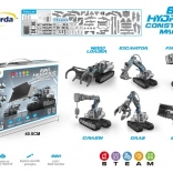 Stavebnica stavebných strojov 6v1 s vodným hydraulickým pohonom, 223 dielov, pre deti 8+