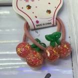 Gumičky do vlasov s motívom čerešní, set 2 ks