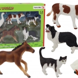 Sada figúrok hospodárskych zvierat 5 kusov Kôň Krava Mačka Husa Pes