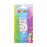 Párty sviečka číslo 5 zlatá