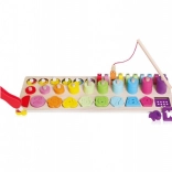 Drevená vzdelávacia sada 4v1 s číslami, tvarmi a magnetickým rybolovom