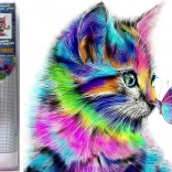 diamantové maľovanie mačiatko s motýľom 30 × 40 cm