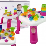 Interaktívny detský edukačný stolík so šmykľavkou na guličky a tvary – ružový