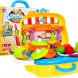 Prenosná detská kuchynka food truck 3+ s kufríkom na kolieskach a príslušenstvom