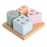 CUBIKA Pastel triedenie tvarov IV – drevená skladačka 17 dielov