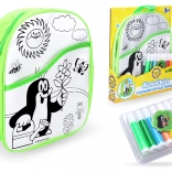 Vymaľovávací batoh Krtko so zeleným podkladom 30 cm + 8 fixiek