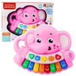 Interaktívne Ružové Piano Sloník – Melódie, Stupnice, Zvieracie Zvuky