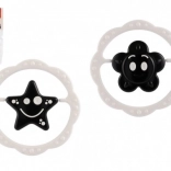 plastové hrkálka a hryzátko kruh 12 cm, čiernobiele, od 0 mesiacov