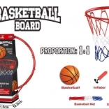 Kovový basketbalový kôš 1:1 so sieťou, loptou a pumpičkou