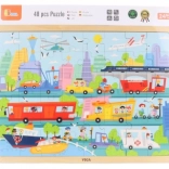 Drevené puzzle doprava 48 dielikov