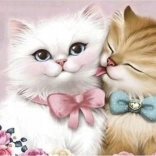 diamantové maľovanie zamilované mačky 30 × 40 cm