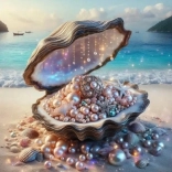 Diamantové maľovanie mušľa s pokladom 30x40 cm