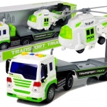 Nákladné auto s prepravnou plošinou a vrtuľníkom 1:16 na batérie