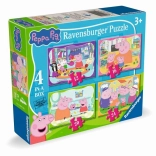 Puzzle 4v1 Prasiatko Peppa