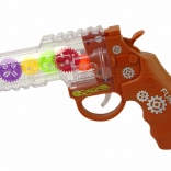 Hnedá Hračka Pištoľ so Svetelnými a Zvukovými Efektmi