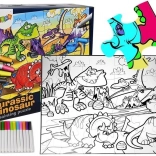 Maľovacie puzzle Dinosaury s fixkami