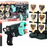 Pištoľ s terčom a penovými šípkami - dinosaury