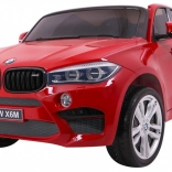 elektrické autíčko BMW X6 M XXL pre 2 deti, červený lak, diaľkové ovládanie a sedadlo z ekokože