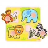 Bigjigs Toys moje prvé vkladacie puzzle safari (drevené, 4 dieliky)