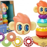 Edukačná skladacia pyramída opička so zvukmi a výukou čísel