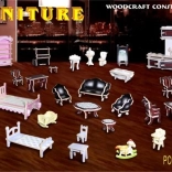 Drevené 3D puzzle mini nábytok – farebná stavebnica