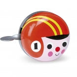 Retro zvonček na bicykel červený s jazdcom