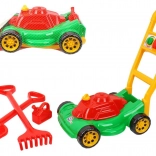 detská plastová kosačka na trávu s doplnkami v sieťke