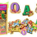Drevené magnetky s písmenkami a obrázkami, 26 kusov