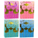 Darčeková taška s geometrickým zlatým vzorom 32 × 26 × 12 cm