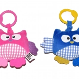 Vibrujúca plyšová sova nad postieľku, hrkálka 21 cm