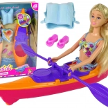 Súprava bábika a oranžový kajak s príslušenstvom