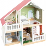 Drevený domček pre bábiky s terasou